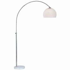 Neu 😉 Nino Leuchten Bogenleuchte 1-flg. ARIAN Nickel, Kunststoffschirm Weiß, 43160101 ⌛