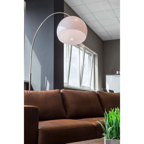 Neu 😉 Nino Leuchten Bogenleuchte 1-flg. ARIAN Nickel, Kunststoffschirm Weiß, 43160101 ⌛ - Image 2