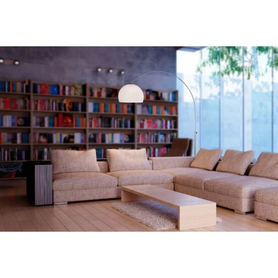 Neu 😉 Nino Leuchten Bogenleuchte 1-flg. ARIAN Nickel, Kunststoffschirm Weiß, 43160101 ⌛ - Image 4