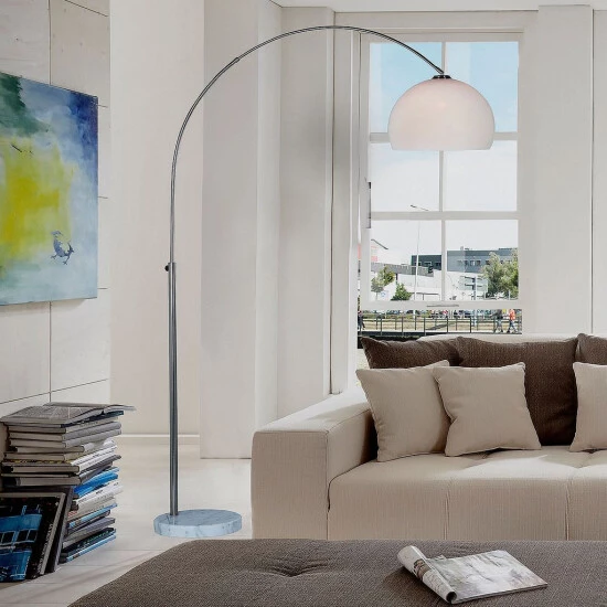 Neu 😉 Nino Leuchten Bogenleuchte 1-flg. ARIAN Nickel, Kunststoffschirm Weiß, 43160101 ⌛ - Image 5