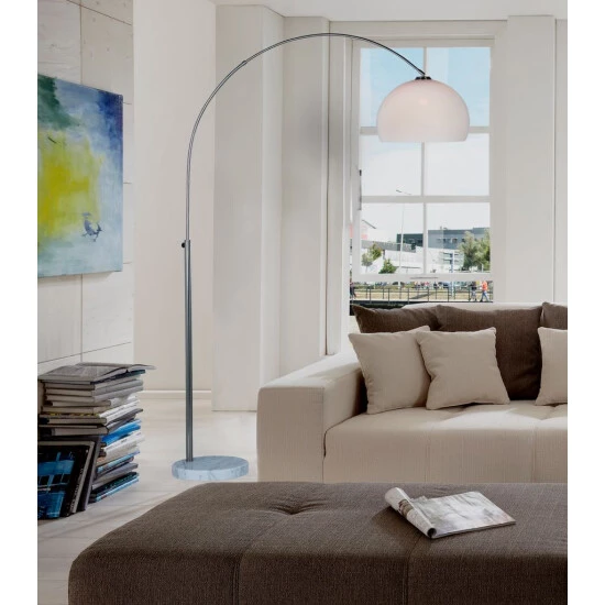 Neu 😉 Nino Leuchten Bogenleuchte 1-flg. ARIAN Nickel, Kunststoffschirm Weiß, 43160101 ⌛ - Image 6