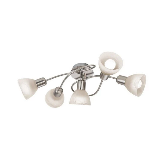 Aktion 🥰 Nino Leuchten LED Deckenleuchte 5-f Daytona Nickel,Glas Alab.weiß Incl.5xE14,3W,LED L:60cm,Glas 10cm 🧨