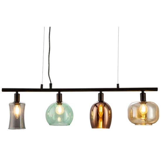 Brandneu 👏 Nino Leuchten Pendelleuchte 4-flg TELESTO Matt Schwarz, 30170408 👏