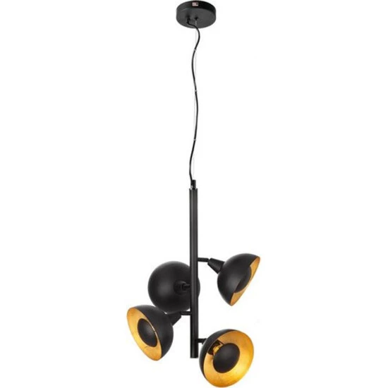 Aktion 👍 Nino Leuchten Nino Pendellleuchte Satallite 4 Flamig Modern Schwarz Gold Höhenverstellbar 🤩