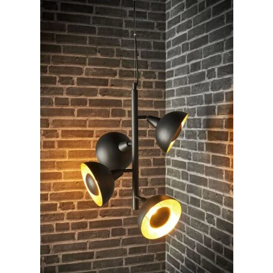 Aktion 👍 Nino Leuchten Nino Pendellleuchte Satallite 4 Flamig Modern Schwarz Gold Höhenverstellbar 🤩 - Image 2
