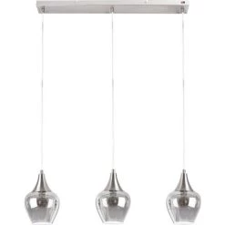 Neu ⭐ Nino Leuchten Nino Pendelleuchte Drop Glas Rund 3 Flammig Modern Silber Geraucht Verstellbar 👏