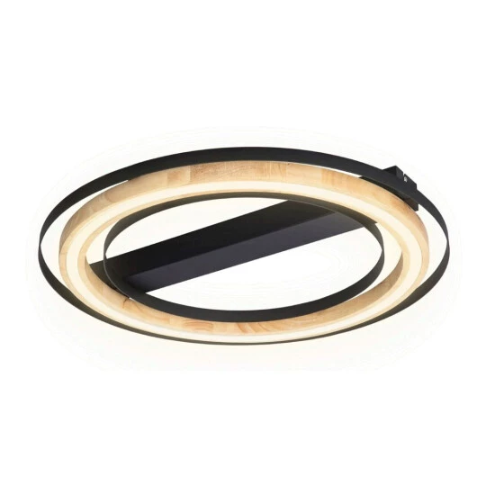 Angebote 😍 Nino Leuchten Deckenleuchte Rilas Modern Schwarz Braun Metall Bambus Rund LED ✨