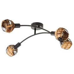 Budget 💯 Nino Leuchten Deckenleuchte 4-flg. JAVA Drahtschirm Mit Grasgeflecht , 61740408 😀