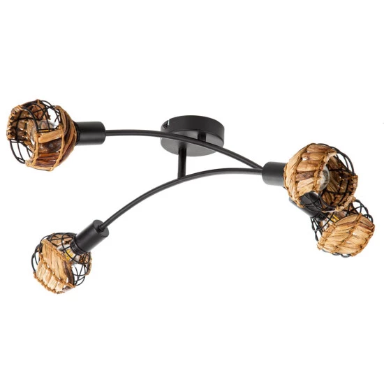 Budget 💯 Nino Leuchten Deckenleuchte 4-flg. JAVA Drahtschirm Mit Grasgeflecht , 61740408 😀