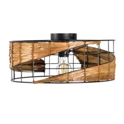 Rabatt 👍 Nino Leuchten Deckenleuchte Java Grasgeflecht Metall Schwarz Modern Materiallmix 👏