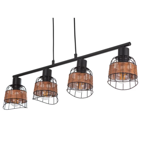 Am billigsten ✔️ Nino Leuchten Pendelleuchte 4-flg ESRA Schwarz, Draht-Rattan Schirme, 31340408 🤩 - Image 2