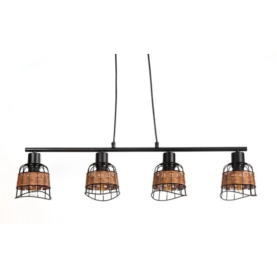 Am billigsten ✔️ Nino Leuchten Pendelleuchte 4-flg ESRA Schwarz, Draht-Rattan Schirme, 31340408 🤩 - Image 3