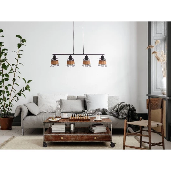 Am billigsten ✔️ Nino Leuchten Pendelleuchte 4-flg ESRA Schwarz, Draht-Rattan Schirme, 31340408 🤩 - Image 5