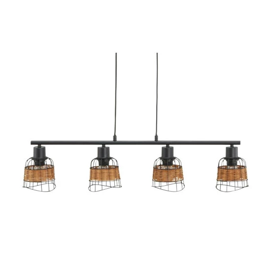 Am billigsten ✔️ Nino Leuchten Pendelleuchte 4-flg ESRA Schwarz, Draht-Rattan Schirme, 31340408 🤩 - Image 6