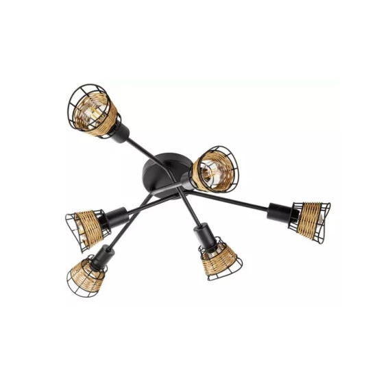 Besorgen 😀 Nino Leuchten Deckenleuchte 6-flg. ESRA Schwarz, Draht-Rattan Schirme, 61340608 😉 - Image 6