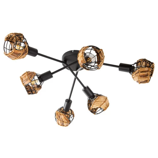 Bester Verkauf 😍 Nino Leuchten Deckenleuchte 6-flg. JAVA Drahtschirm Mit Grasgeflecht, 61740608 ❤️