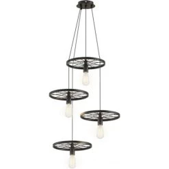 Angebote 👏 Nino Leuchten Nino Pendelleuchte Spike 4 Flammig Schwarz Modern Höhenverstellbar Modern Rad 😀