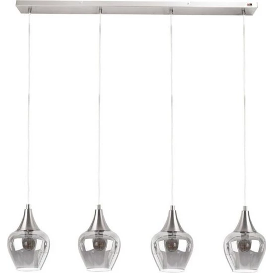 Bester Verkauf 👏 Nino Leuchten Nino Pendelleuchte Drop Glas Rund 4 Flammig Modern Silber Geraucht Verchromt ⌛