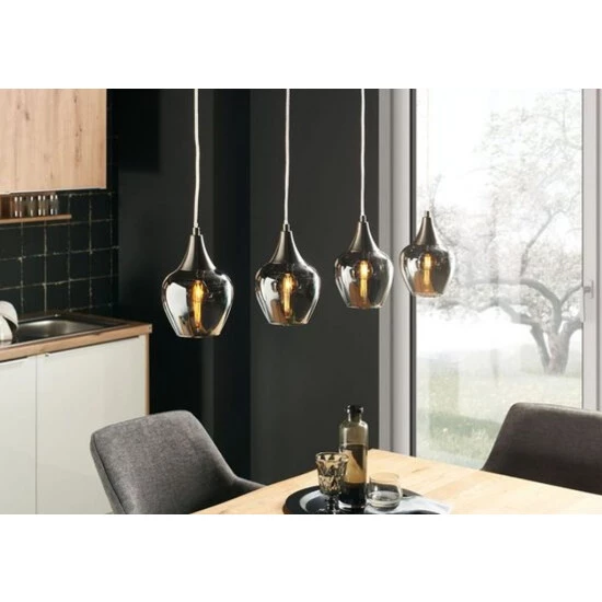 Bester Verkauf 👏 Nino Leuchten Nino Pendelleuchte Drop Glas Rund 4 Flammig Modern Silber Geraucht Verchromt ⌛ - Image 3