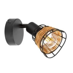 Billig 🎁 Nino Leuchten Spot 1-flg. ESRA Schwarz, Draht-Rattan Schirme, 81340108 😍