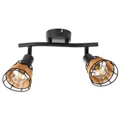 Großhandel 👏 Nino Leuchten Spot 2-flg. ESRA Schwarz, Draht-Rattan Schirme, 81340208 🧨