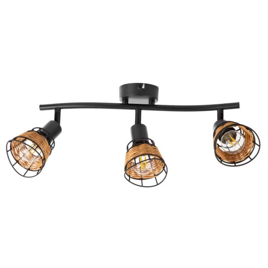 Aktion 🎁 Nino Leuchten Spot 3-flg. ESRA Schwarz, Draht-Rattan Schirme, 81340308 😍