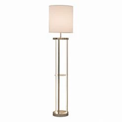 Angebote ✨ Nino Leuchten Stehleuchte 2flg SQUAD Nickel,Schirm Weiss Für 1xE27,max.40W+36W,2500lm H:156cm,Schirm:35x37,5cm 🛒