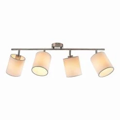 Angebote ⌛ Nino Leuchten Spot 4flg RONDO Nickel,Schirm Weiß Für 4xE14,max.40W L:80cm,Schirm D12cm,H14cm 💯