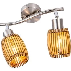 Beste Bewertungen von ✔️ Nino Leuchten Spot 2flg PARKEY Nickel,Eiche Hell Für 2xE14,max.40W, L:25cm,Schirm 10x8,5cm 🧨