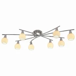 Bestpreis ✨ Nino Leuchten LED Spot 8flg DOXY Chromfarbig,Diamond-Glas Weiß Incl.8xE14,4W 100cmx43cm,Glas D:7,5cm 👏