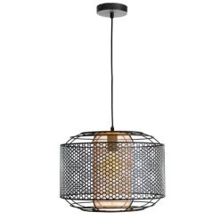 Am billigsten 👍 Nino Leuchten Pendelleuchte 1-flg. DENTON Schwarz / Goldfarben, 30790145 🔥