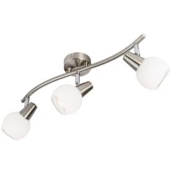 Am billigsten ✨ Nino Leuchten LED Spot 3flg Dasha Nickel,Glas Matt Weiss/klar 81360301 💯