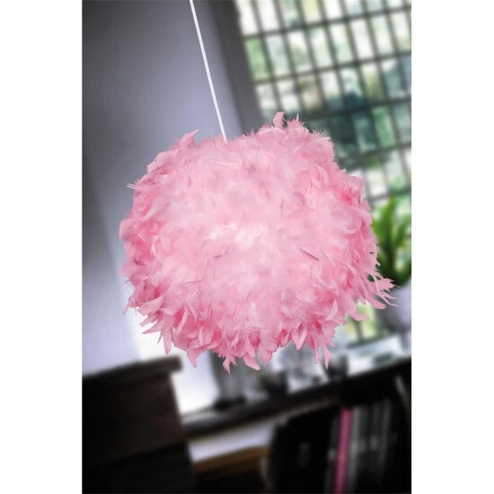 Angebote 🌟 Nino Leuchten Pendel 1flg DUCKY Stoffkugel Mit Federn Pink 😍 - Image 6