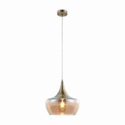 Brandneu 👏 Nino Leuchten Pendel 1flg AROLA MS-antik, Glas Amber, 30423023 🎁