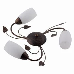 Angebote 😀 Nino Leuchten Deckenleuchte 3flg VENEZIA Rostfarben, Glas Alabasterfarb, 60800323 👍