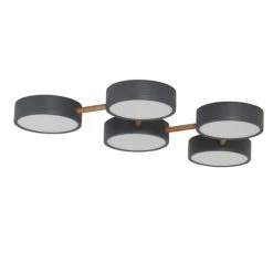 Am billigsten ❤️ Nino Leuchten Deckenleuchte Diego Grau Weiß Braun 5 Flammig Modern LED Holz 🌟