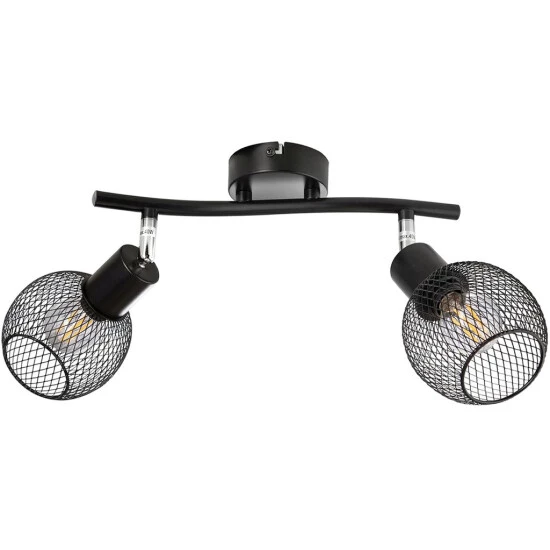 Coupon 🌟 Nino Leuchten LED Deckenleuchte Wohnzimmer Modern Schwarz Deckenlampe Metall Gitter 2 Flammig 👏 - Image 3