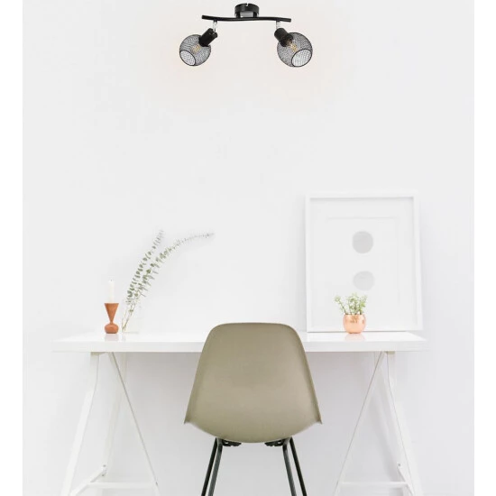 Coupon 🌟 Nino Leuchten LED Deckenleuchte Wohnzimmer Modern Schwarz Deckenlampe Metall Gitter 2 Flammig 👏 - Image 6