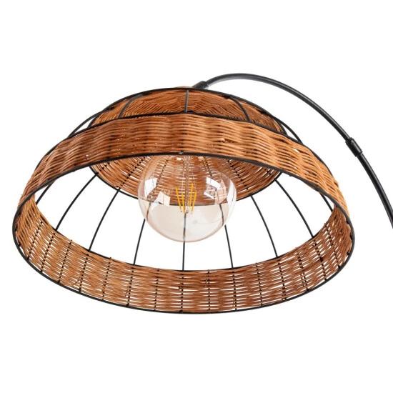 Schlussverkauf ✨ Nino Leuchten Bogenleuchte 1-flg. JARO Schwarz, Schirm Draht-Rattan, 41840108 🌟 - Image 2