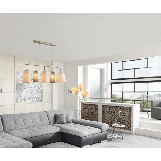 Besorgen ✨ Nino Leuchten Textil Hängelampe Mit Weißen Und Grauen Schirmen LIMA ❤️ - Image 3