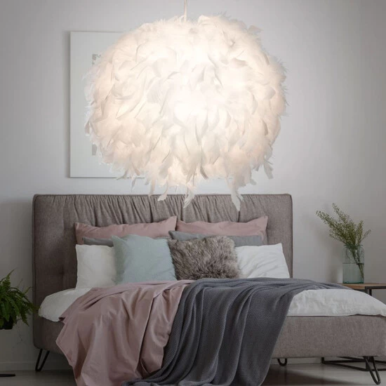 Aktion 🔔 Nino Leuchten Pendel 1-flg. DUCKY Stoffkugel Mit Federn Weiß, 30120107 👏 - Image 5