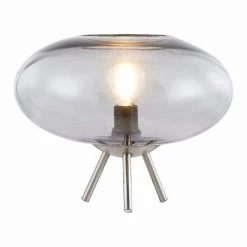 Top 10 🔥 Nino Leuchten Tischleuchte 1flg LILLE Nickel,Glas Smokey Für 1xE14,max.40W, H:18cm,D:20cm ✔️