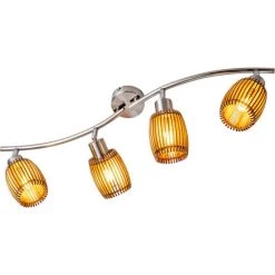 Bester Verkauf 🎉 Nino Leuchten Spot 4flg PARKEY Nickel,Eiche Hell Für 4xE14,max.40W, L:70cm,Schirm 10x8,5cm ✨