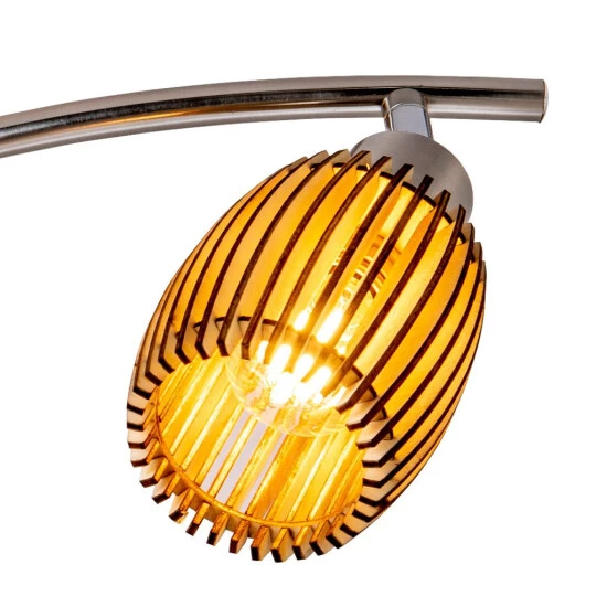 Bester Verkauf 🎉 Nino Leuchten Spot 4flg PARKEY Nickel,Eiche Hell Für 4xE14,max.40W, L:70cm,Schirm 10x8,5cm ✨ - Image 2