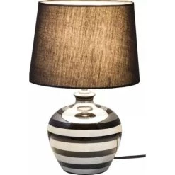 Schlussverkauf 😍 Nino Leuchten Tischleuchte Celia Keramik Schwarz Silber 1 Flammig Gestreift 🔥