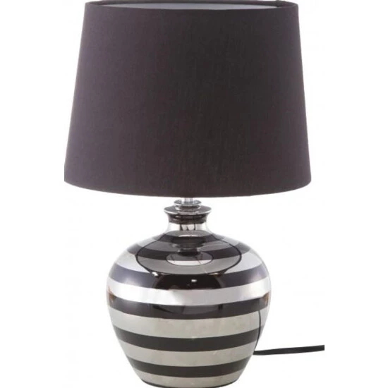 Schlussverkauf 😍 Nino Leuchten Tischleuchte Celia Keramik Schwarz Silber 1 Flammig Gestreift 🔥 - Image 2