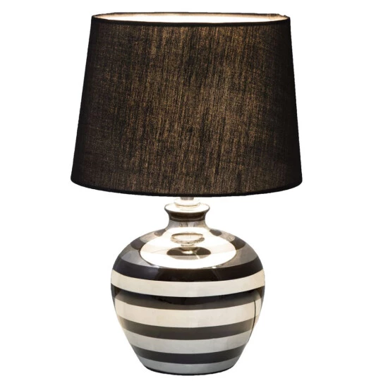 Schlussverkauf 😍 Nino Leuchten Tischleuchte Celia Keramik Schwarz Silber 1 Flammig Gestreift 🔥 - Image 6