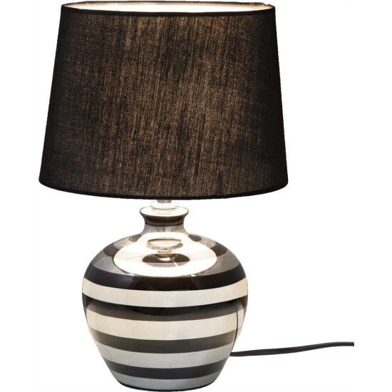 Schlussverkauf 😍 Nino Leuchten Tischleuchte Celia Keramik Schwarz Silber 1 Flammig Gestreift 🔥 - Image 8