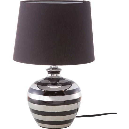 Schlussverkauf 😍 Nino Leuchten Tischleuchte Celia Keramik Schwarz Silber 1 Flammig Gestreift 🔥 - Image 9