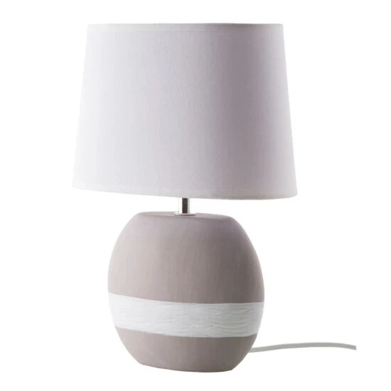 Billig 👏 Nino Leuchten Tischleuchte Creto Keramik Grau Weiß 1 Flammig Schirm Modern ⭐
